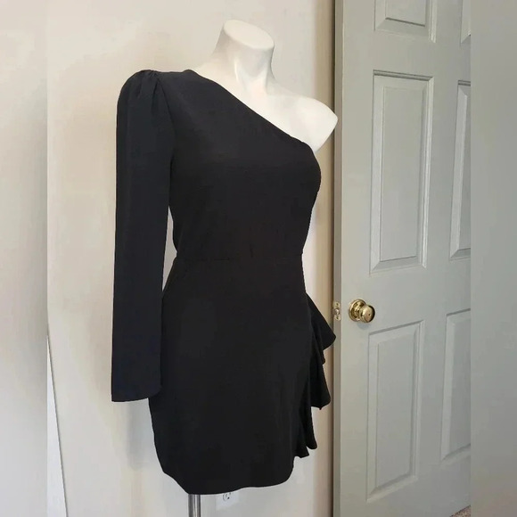 Lovers and Friends Jett Black One Shoulder Asymmetrical Neck Mini Dress(S)NWT - Picture 3 of 13